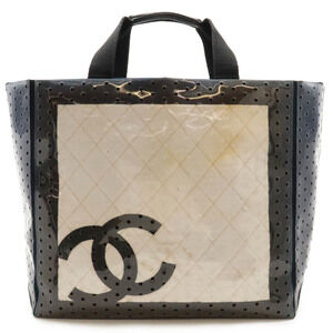 CHANEL Chanel Sport Line Coco Mark Punching Tote Bag Large Vinyl Canvas Navy ...